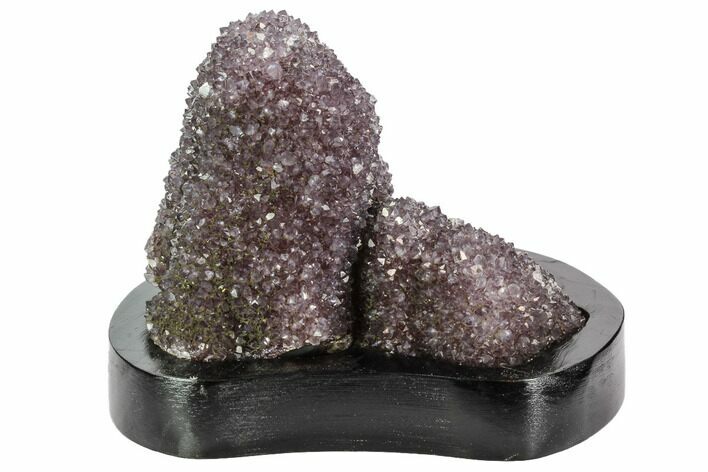 Wide, Purple Amethyst Crystal Cluster On Wood Base - Uruguay #101459